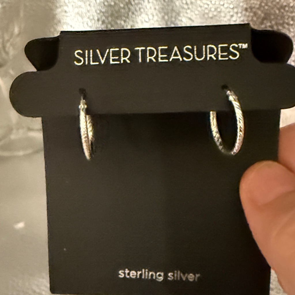 Silver Treasures Sterling Silver Huggie Earrings  Silver